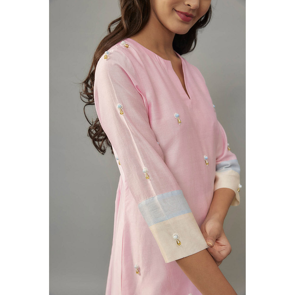 THE AARYA Sora Pink Kurta with Palazzo (Set of 2)