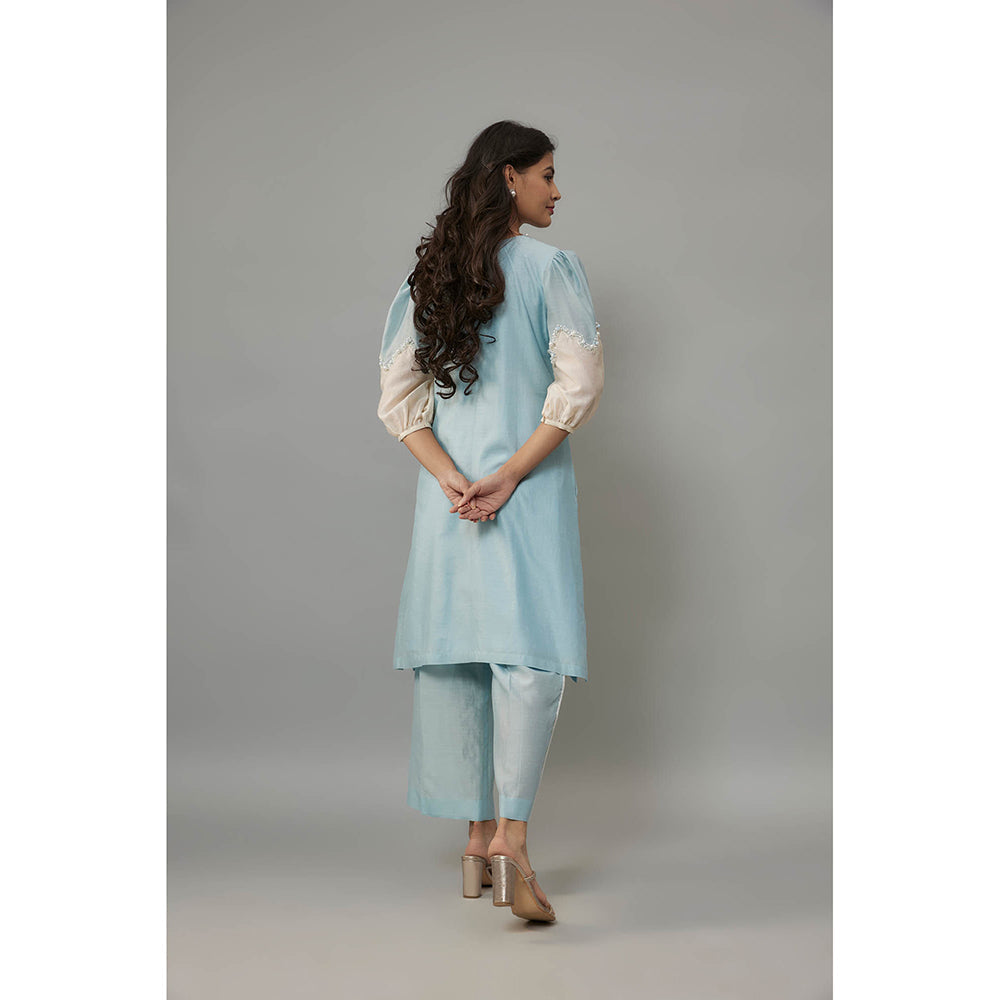 THE AARYA Nishi Blue Kurta with Palazzo (Set of 2)