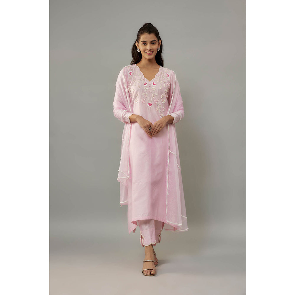 THE AARYA Darika Pink Kurta with Pant and Dupatta (Set of 3)