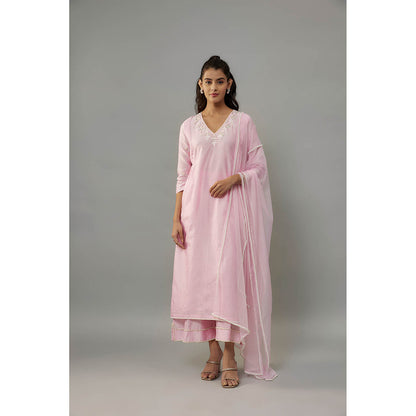 THE AARYA Yara Pink Anarkali with Palazzo and Dupatta (Set of 3)