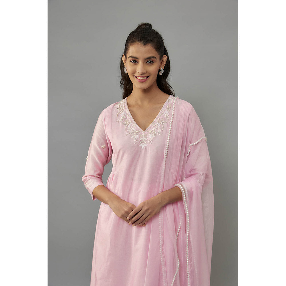 THE AARYA Yara Pink Anarkali with Palazzo and Dupatta (Set of 3)