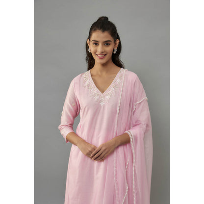 THE AARYA Yara Pink Anarkali with Palazzo and Dupatta (Set of 3)