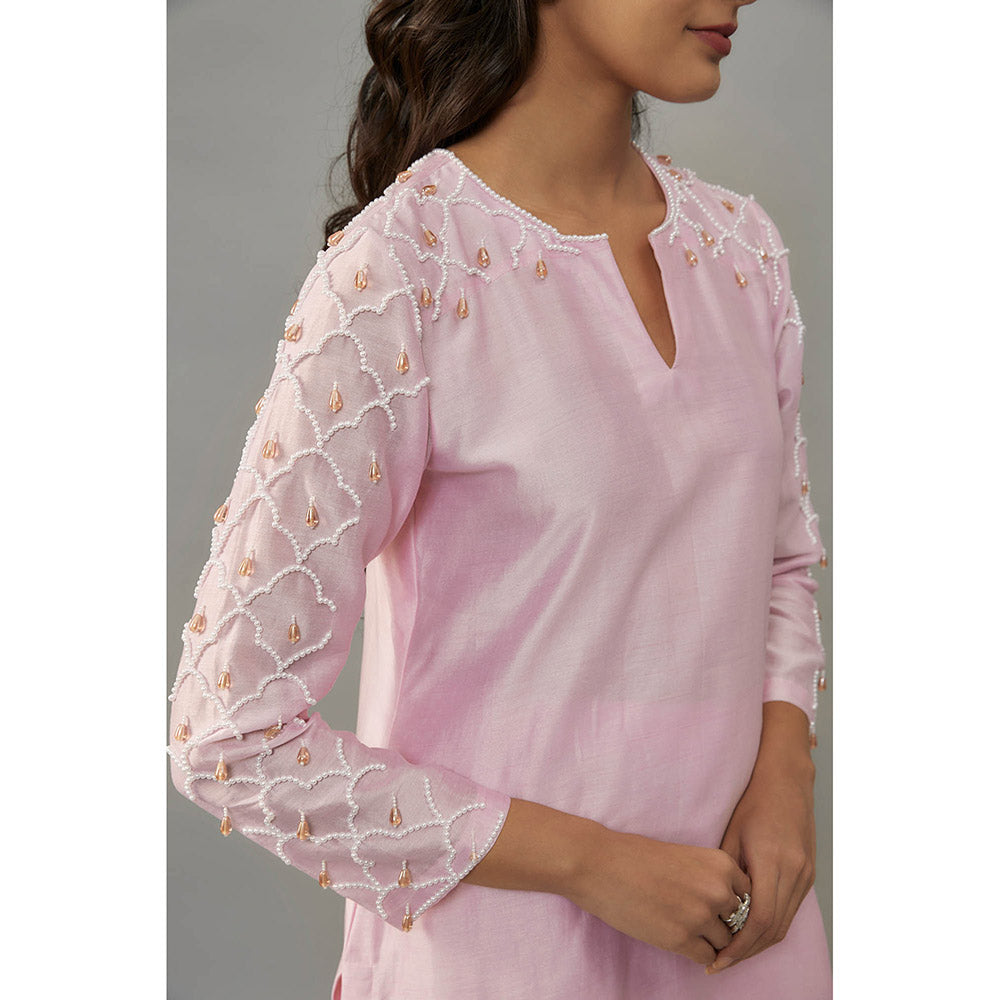 THE AARYA Kaena Pink Kurta with Palazzo (Set of 2)