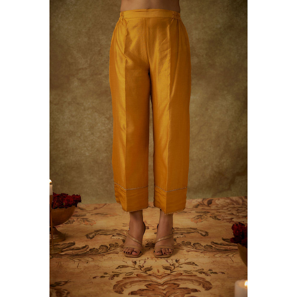THE AARYA Aira Yellow Embroidered Kurta with Pant and Dupatta (Set of 3)