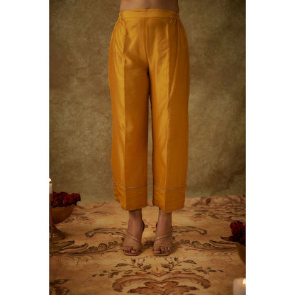 THE AARYA Aira Yellow Embroidered Kurta with Pant and Dupatta (Set of 3)