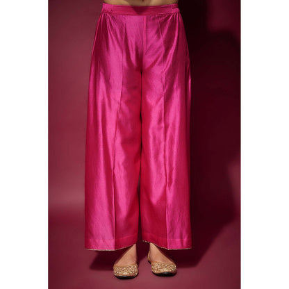 THE AARYA Pink Zara Embellished Kurta with Palazzo and Dupatta (Set of 3)