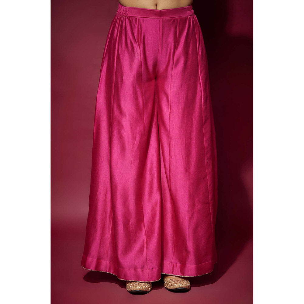 THE AARYA Pink Layla Embellished Anarkali with Palazzo and Dupatta (Set of 3)