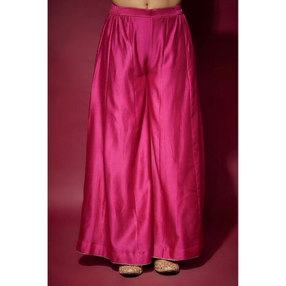 THE AARYA Pink Layla Embellished Anarkali with Palazzo and Dupatta (Set of 3)