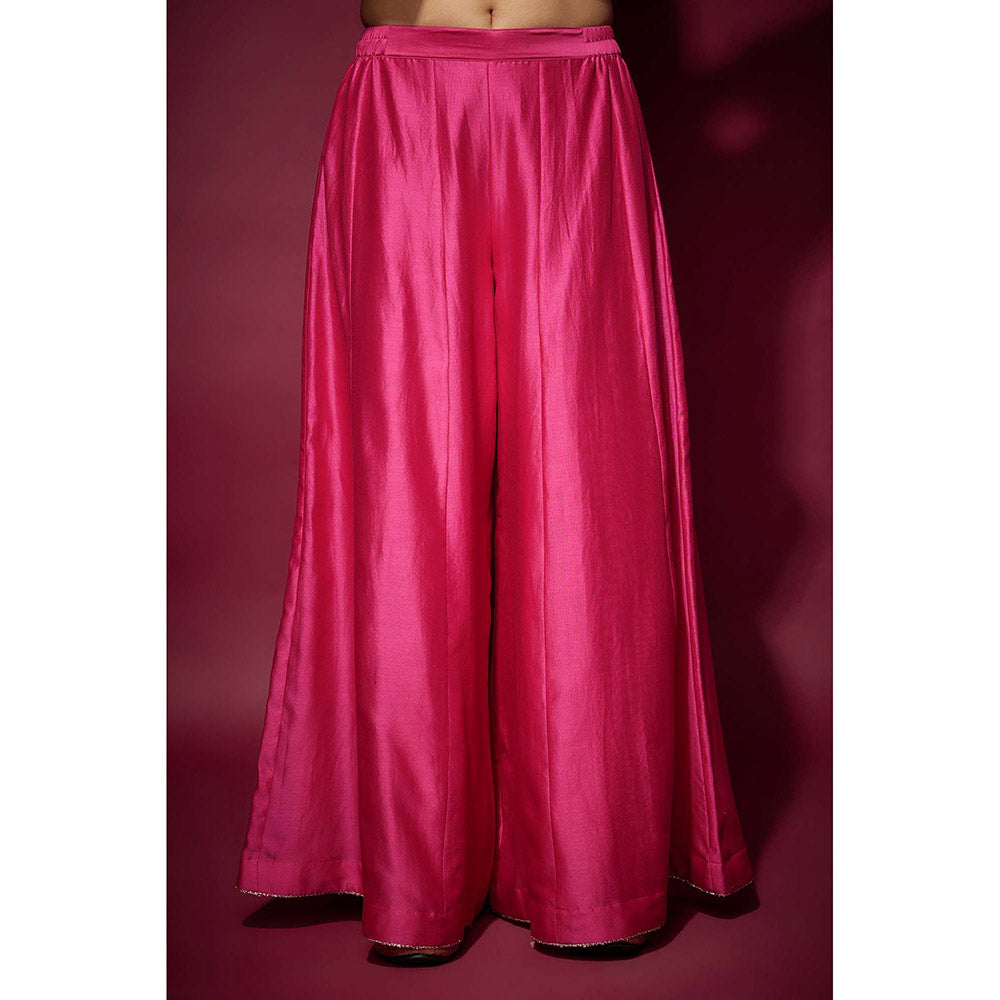 THE AARYA Pink Alaia Embellished Kurta with Palazzo and Dupatta (Set of 3)