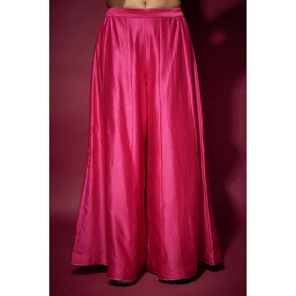 THE AARYA Pink Alaia Embellished Kurta with Palazzo and Dupatta (Set of 3)