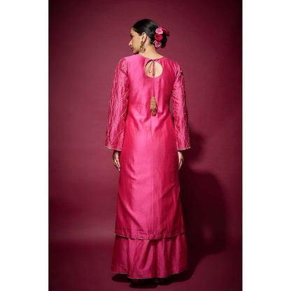 THE AARYA Pink Alaia Embellished Kurta with Palazzo and Dupatta (Set of 3)