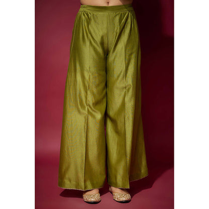 THE AARYA Green Malika Embellished Kurta with Palazzo and Dupatta (Set of 3)