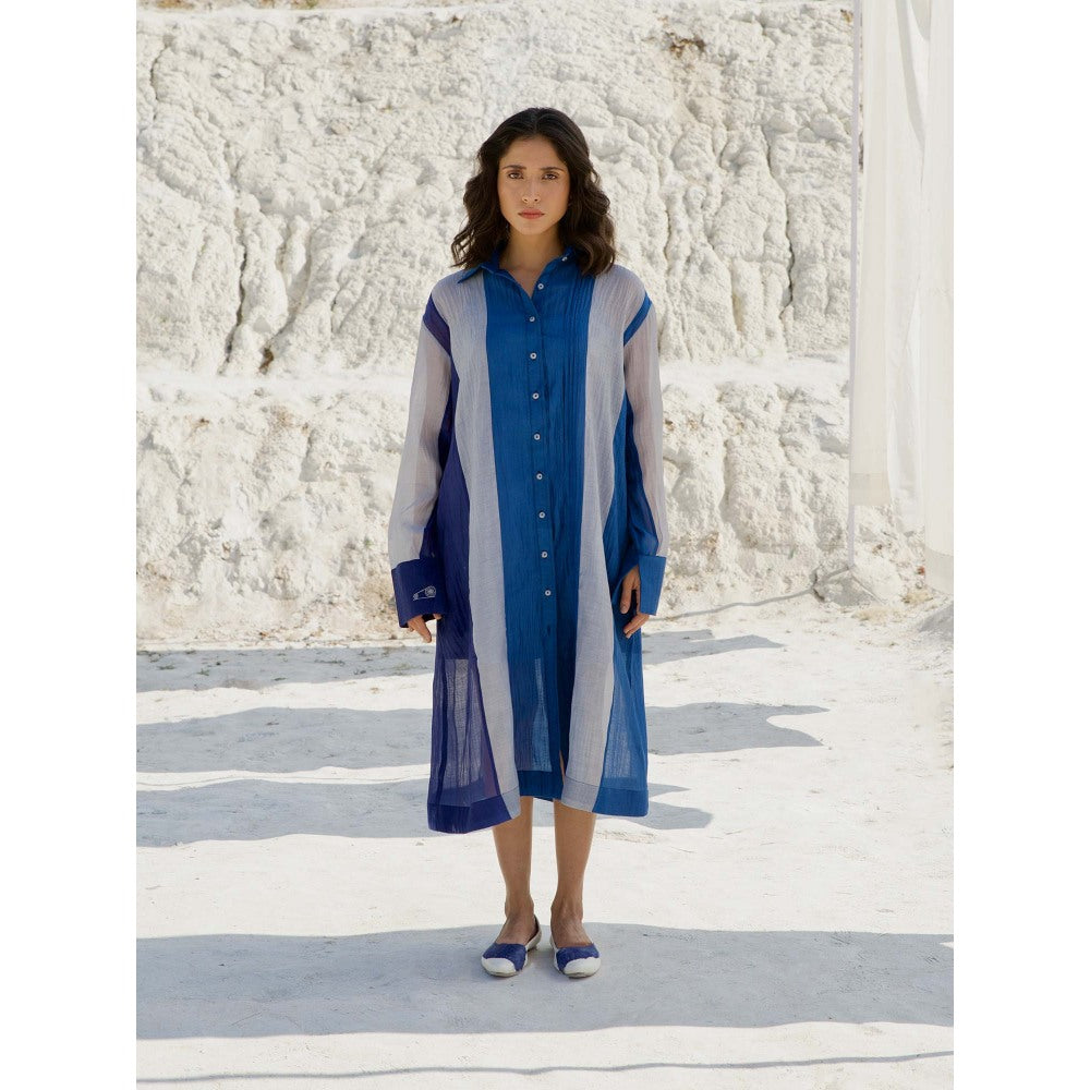 The Loom Art Salted Sea Blue Shirt Dress with Slip (Set of 2)