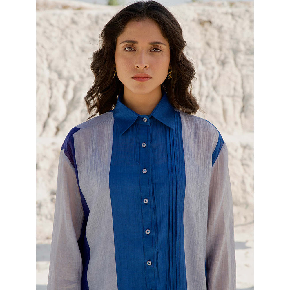 The Loom Art Salted Sea Blue Shirt Dress with Slip (Set of 2)