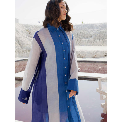 The Loom Art Salted Sea Blue Shirt Dress with Slip (Set of 2)