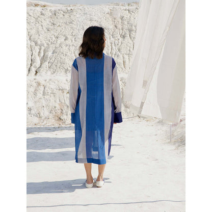 The Loom Art Salted Sea Blue Shirt Dress with Slip (Set of 2)