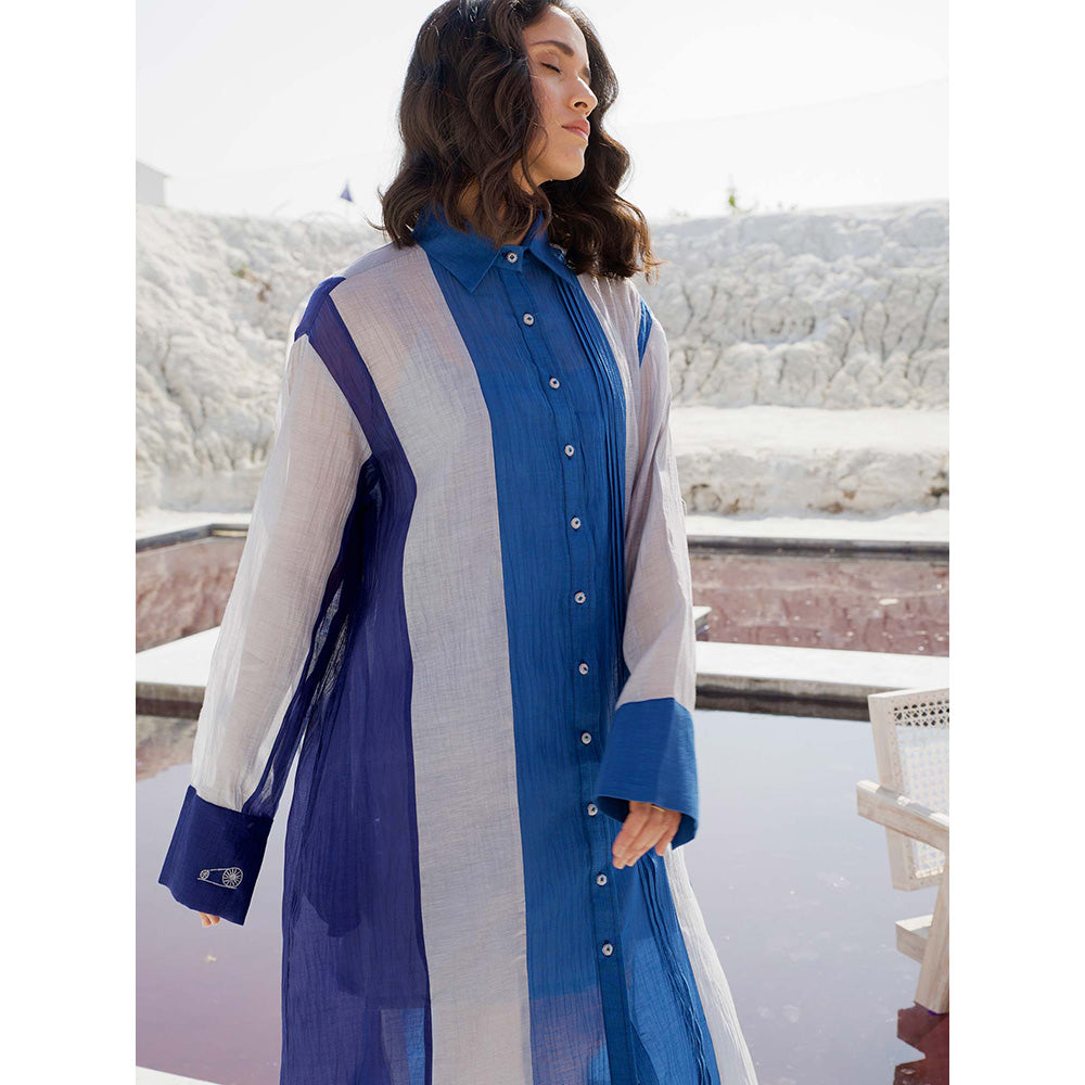 The Loom Art Salted Sea Blue Shirt Dress with Slip (Set of 2)