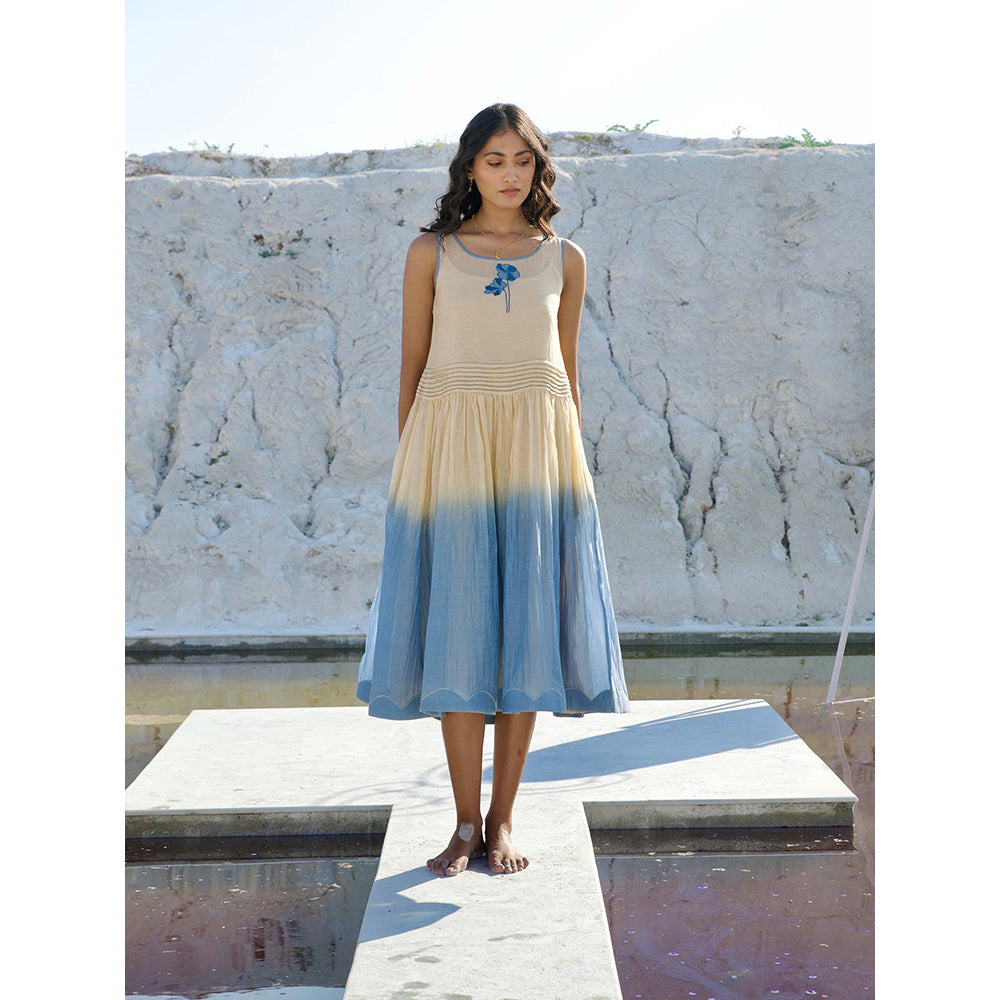 The Loom Art Golden Sky Blue and Vanilla Yellow Dress with Slip (Set of 2)