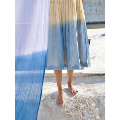 The Loom Art Golden Sky Blue and Vanilla Yellow Dress with Slip (Set of 2)