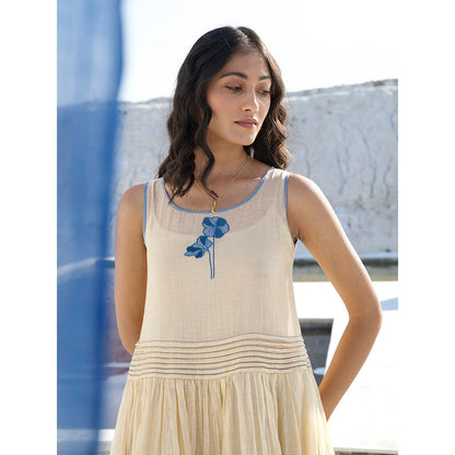 The Loom Art Golden Sky Blue and Vanilla Yellow Dress with Slip (Set of 2)