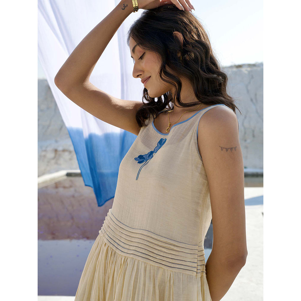 The Loom Art Golden Sky Blue and Vanilla Yellow Dress with Slip (Set of 2)