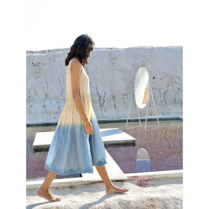 The Loom Art Golden Sky Blue and Vanilla Yellow Dress with Slip (Set of 2)