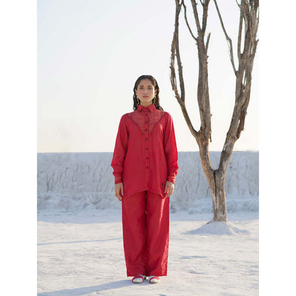 The Loom Art Rose Red Shirt and Pant (Set of 2)