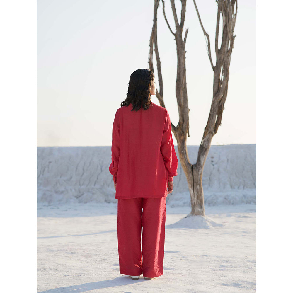 The Loom Art Rose Red Shirt and Pant (Set of 2)