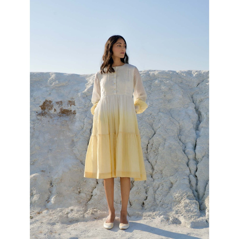 The Loom Art Corn Silk White and Vanilla Yellow Dress
