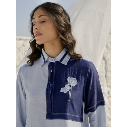 The Loom Art Steel Blue Shirt and Pant (Set of 2)