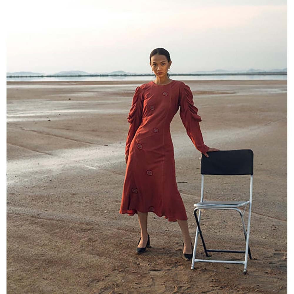 The Loom Art Coral Love Midi Dress