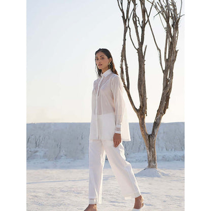 The Loom Art Lily Solid White Shirt With Pant