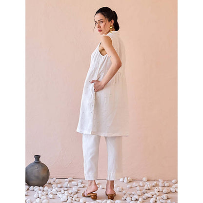 The Loom Art Silent Gleam White Jacket With Pant
