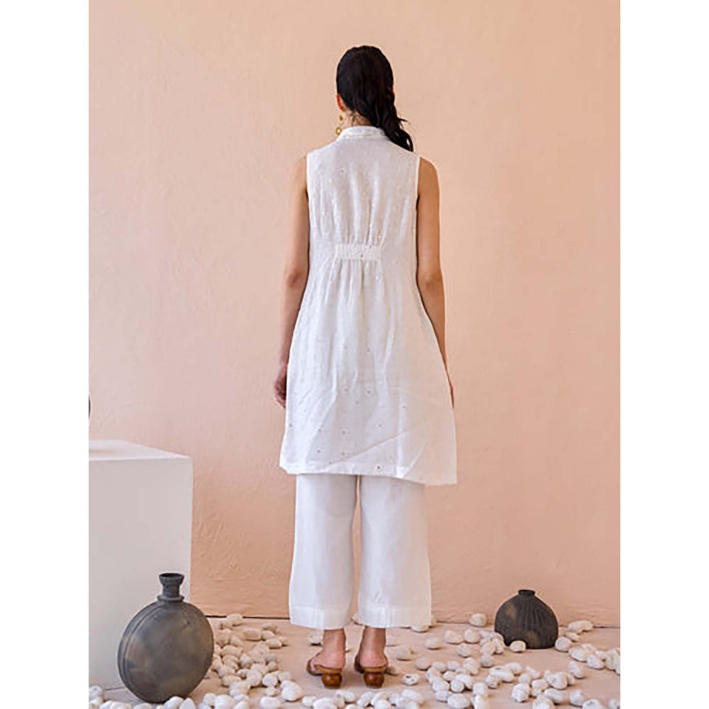 The Loom Art Silent Gleam White Jacket With Pant