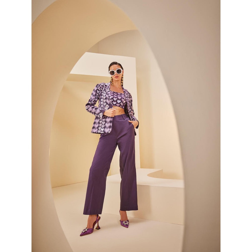 THE ROYALEUM ATELIER Purple Pant with Bustier and Blazer (Set of 3)