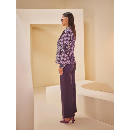 THE ROYALEUM ATELIER Purple Pant with Bustier and Blazer (Set of 3)