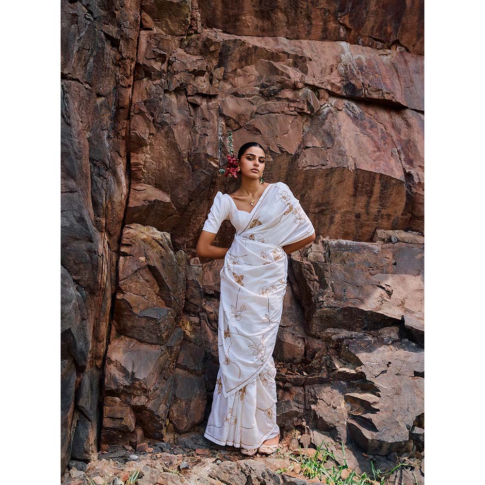 The Whole Nine Yards Sikhiri Embellished Saree with Stitched Blouse