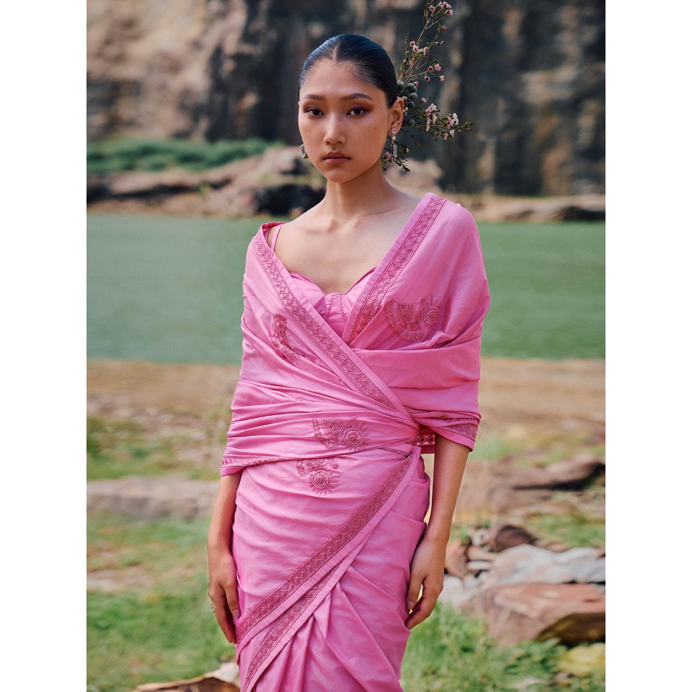 The Whole Nine Yards Jaapi Embellished Saree with Stitched Blouse
