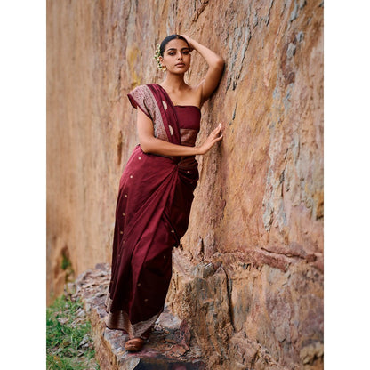 The Whole Nine Yards Avasa Maroon Saree with Unstitched Blouse