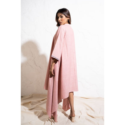 The White Tree Studio Baby Pink Handwoven Cotton Shift Midi Dress