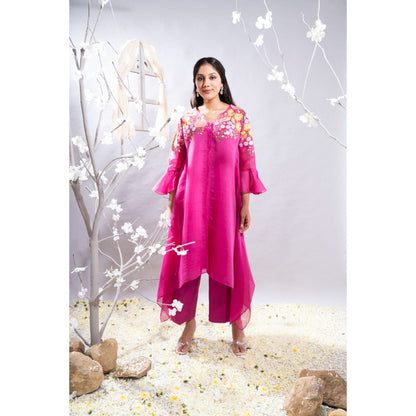 The White Tree Studio Aftab Gathers & Cutwork Border Kurta with Pant & Inner (Set of 3)