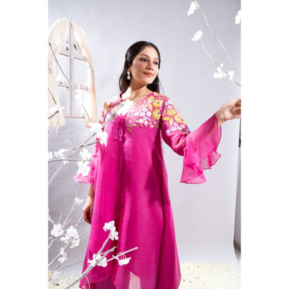 The White Tree Studio Aftab Gathers & Cutwork Border Kurta with Pant & Inner (Set of 3)