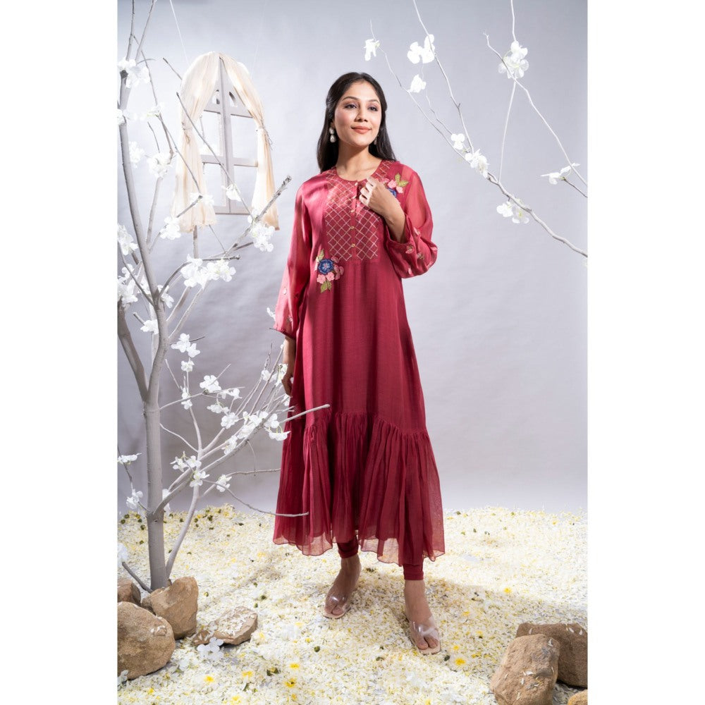 The White Tree Studio Parizad 3D Florals & Embroidered Kurta with Pant & Inner (Set of 3)