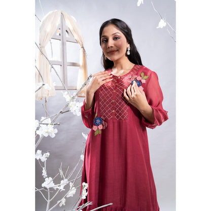 The White Tree Studio Parizad 3D Florals & Embroidered Kurta with Pant & Inner (Set of 3)