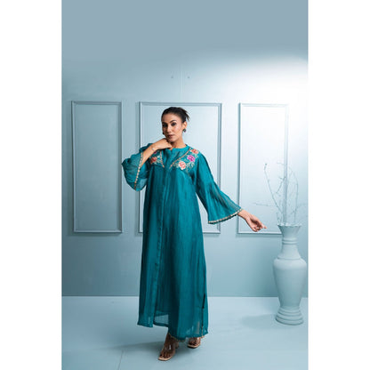 The White Tree Studio Teal Blue Kurta with Inner and Pant (Set of 3)