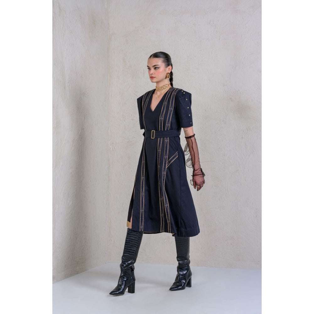 The Dramebaaz Company Celestial Cascade A-Line Dress with Belt (Set of 2)