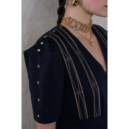The Dramebaaz Company Celestial Cascade A-Line Dress with Belt (Set of 2)
