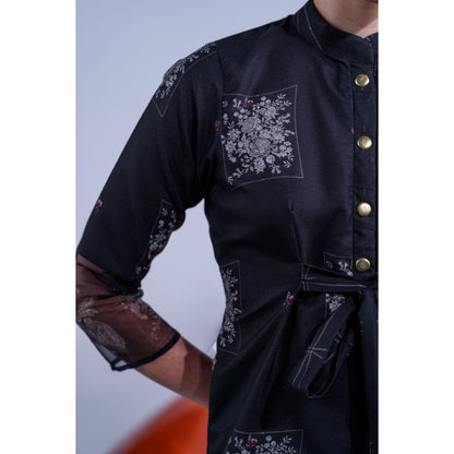 The Dramebaaz Company Ink Ivy Black Printed Co-Ord (Set of 2)