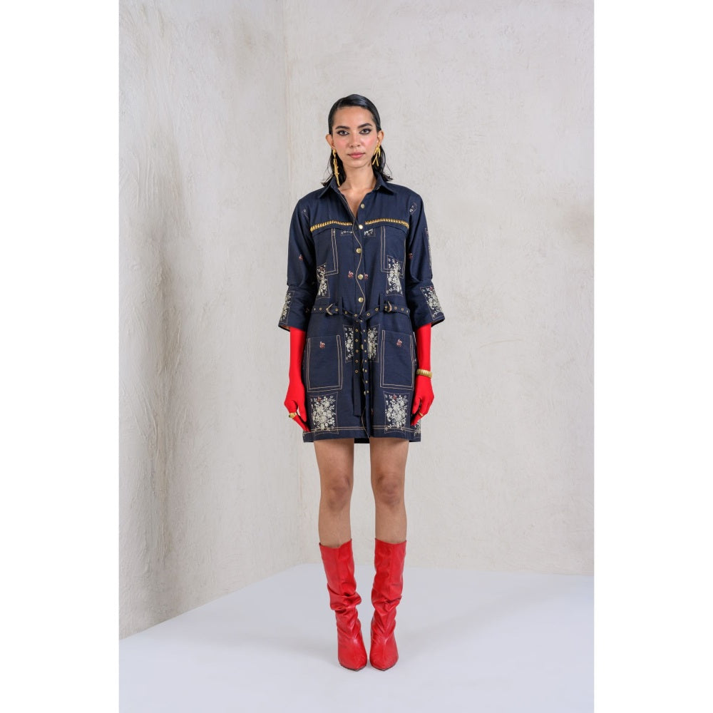 The Dramebaaz Company Midnight Charm Shirts Dress with Belt (Set of 2)