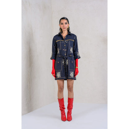 The Dramebaaz Company Midnight Charm Shirts Dress with Belt (Set of 2)